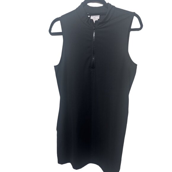 Women’s Aubrey Tommy Bahama Polo Style Zip Dress Golf Black Size Large - Picture 3 of 5